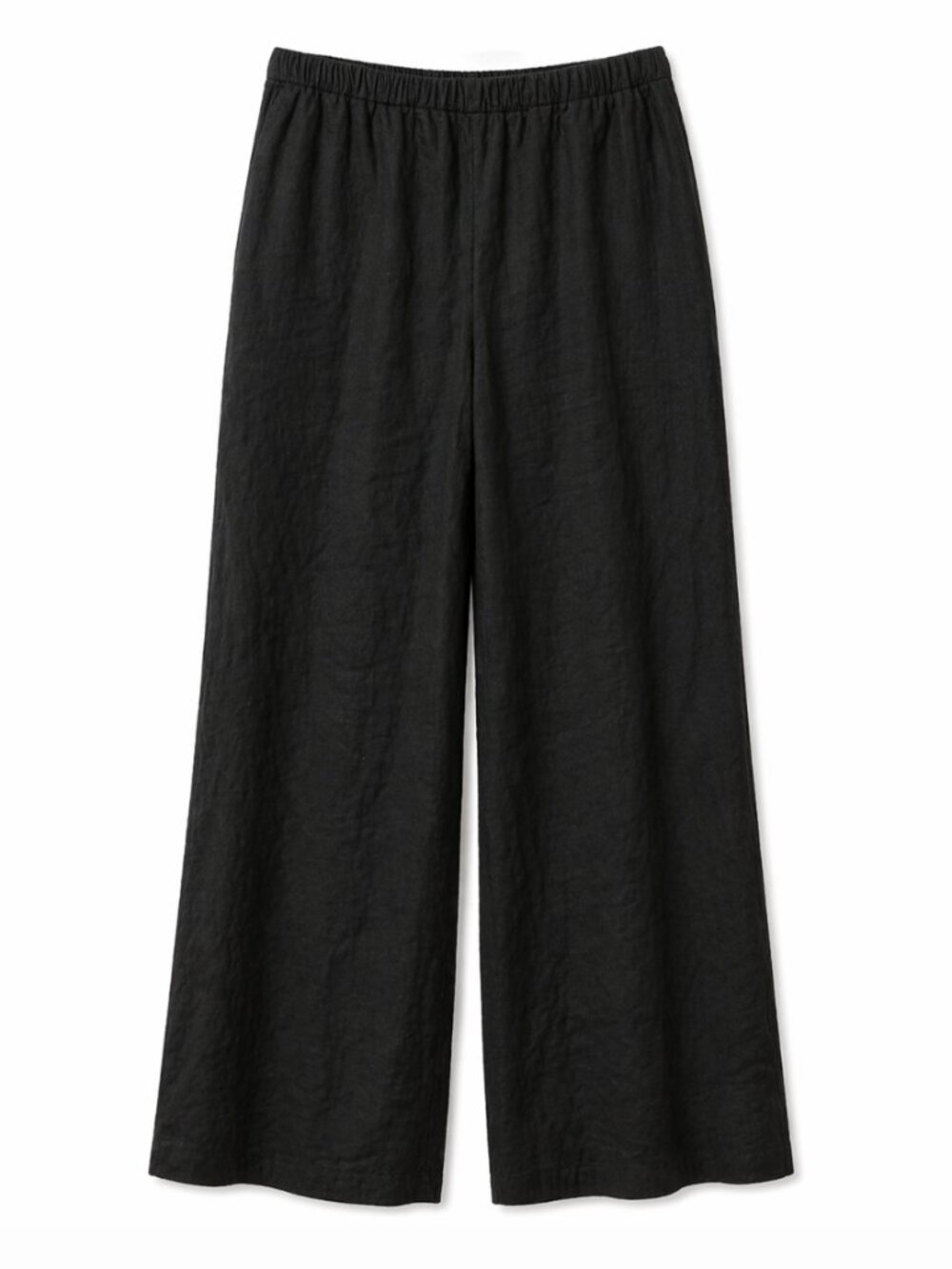 Up! Black Linen Blend Wide Leg Pull On Pants Medium